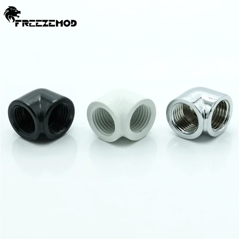 FREEZEMOD WT-ZJ90B Brass Double Internal G1/4'' Thread 90 Degree Adapter Computer Pc Water Cooler Fitting. WT-ZJ90B