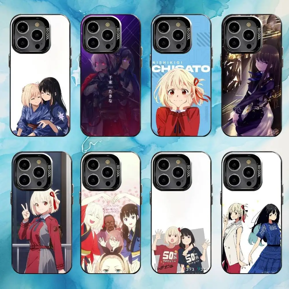 

L-Lycoris Anime R-Recoil Phone Case For iPhone17,16,15,14,13,12,11 Plus,Pro Max Black Candy Matte Shockproof Cover