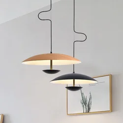 Nordic Simple Led Pendant Lights Wood Grain Black for Table Dining Living Room Kitchen Home Hanging Lamp Indoor Lighting Fixture