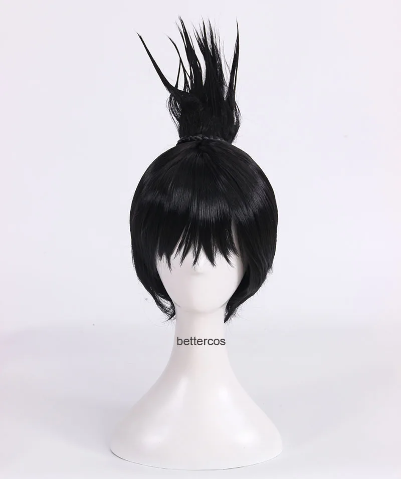 Boruto: la película Shikadai Nara Shikamaru, peluca de Cosplay, cola de caballo negra corta, peluca de pelo sintético resistente al calor + gorro de peluca