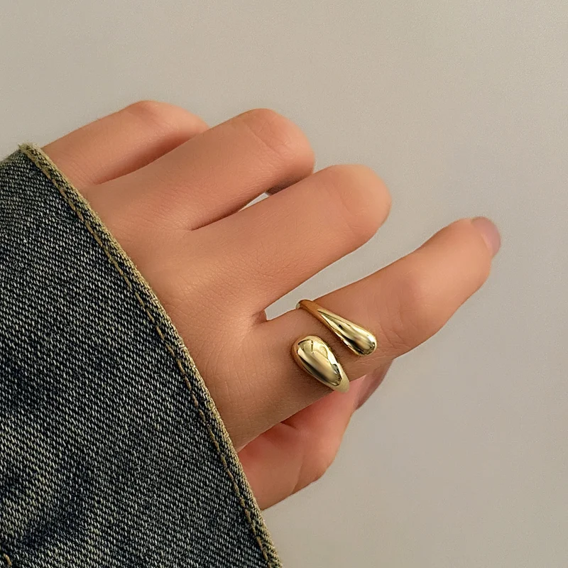 New Fashion Designer Gold Silver Colour Water Drop Ring Woman Europe America  Luxury Jewelry Trendy 2024