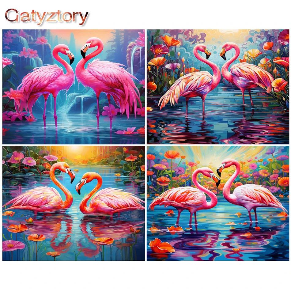 

GATYZTORY 60x75cm Painting By Numbers For Adults Diy Crafrts Kit Flamingo Canvas By Numbers Animal Wall Art For Home Decor Gift