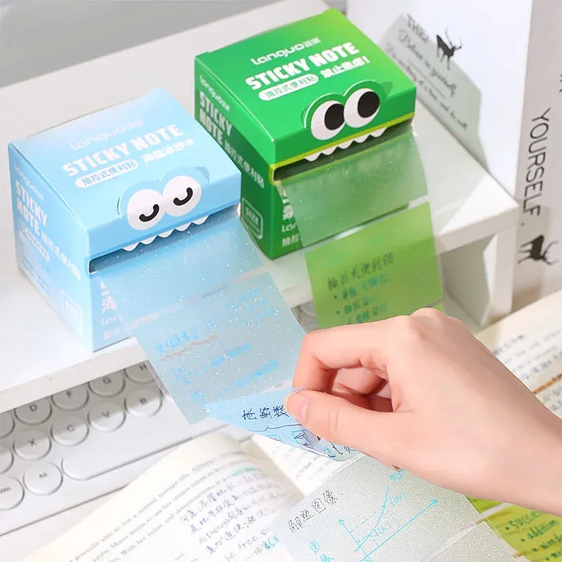 105sheets/box Transparent Kawill Pull-Out Sticky Notes Self-Adhesive Memo Pads For Office School DIY Stationery Notes