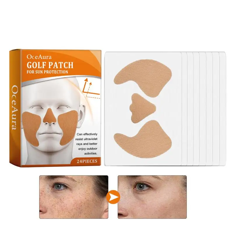 Sun Patch UV Protection Face Patch Cool Refreshing Golf Patch Face 24PCS Golf Gel Facial Patches Nose Sun Protection SPF Face