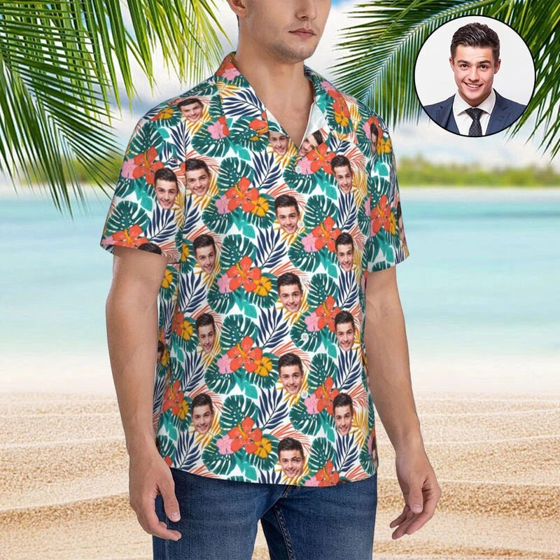 Unisex Hawaiian Shirts Custom Face 3d Diy Print Button Shirts Short Sleeves Holiday Hawaii Custom Shirt Tops New Summer Camisa