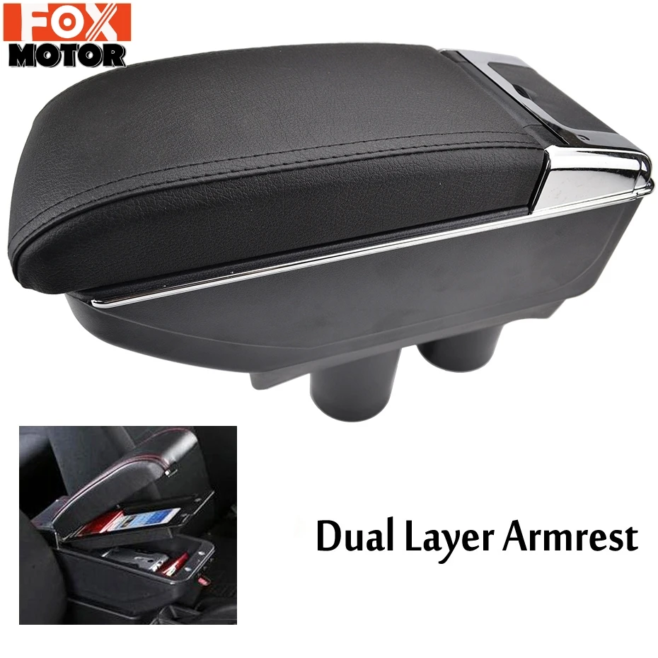 

For Peugeot 301 C-Elysee 2013 2014 2015 2016 Center Console Storage Box PU Leather Dual Layer 2012-On Armrest Arm Rest Tray