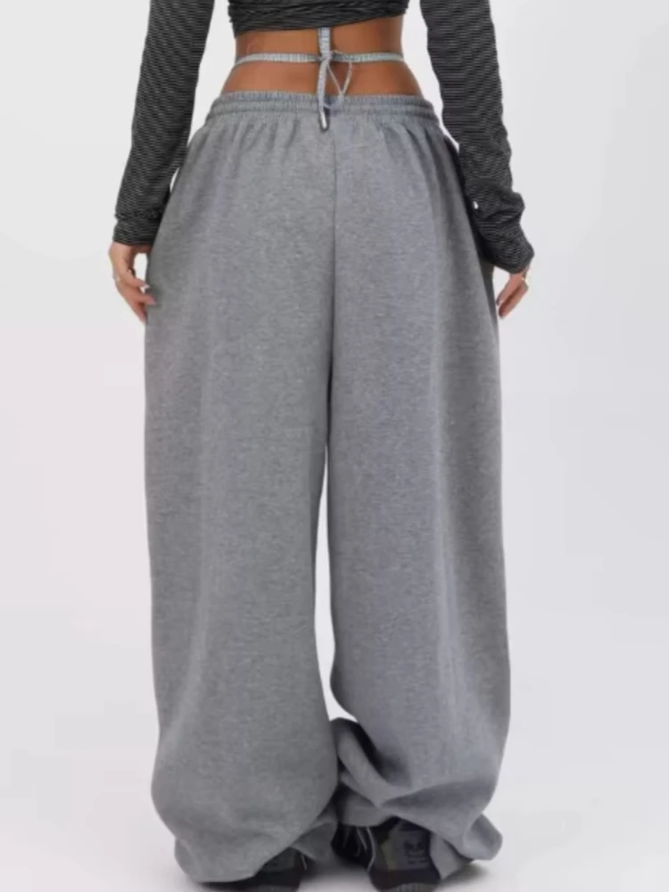 HOUZHOU Oversized Y2k Grey Sweatpants Women Joggers Vintage Hip Hop Korean Pants Casual Harajuku America Retro Trousers Autumn