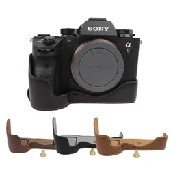 PU Leather Camera Bottom Case Half Body Set Bag For Sony ILCE-9 A9 A7 III A7R3 A7R III A7R Mark 3 Genuine Leather Base Cover