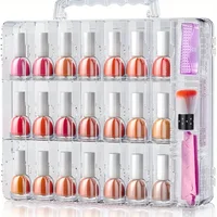 Organizador de esmalte de uñas portátil, soporte transparente de doble cara para esmalte de uñas, almacenamiento de uñas de Gel para 48 botellas con 6 divisores ajustables