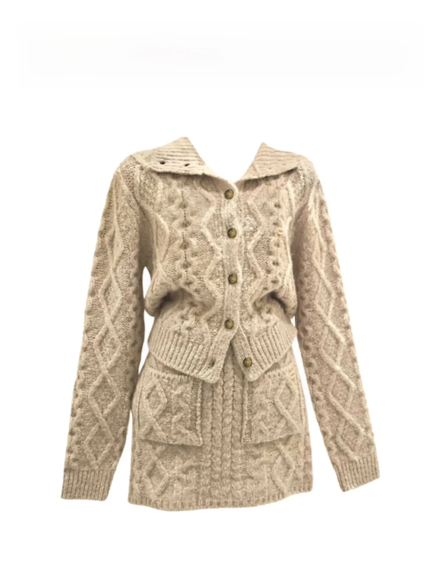 

2025 Winter Knitted High Waist Cardigan Slimming Skirt Set Faionable Versatile Korean Sle Casual Wear for Women