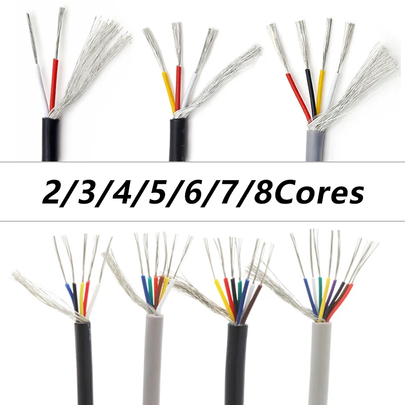 1 ~ 20m UL2547 cavo schermato di segnale 30 28 26 24 22 20 18 AWG 2 3 4 5 6 7 8 core amplificatore isolato in PVC Audio filo di rame stagnato