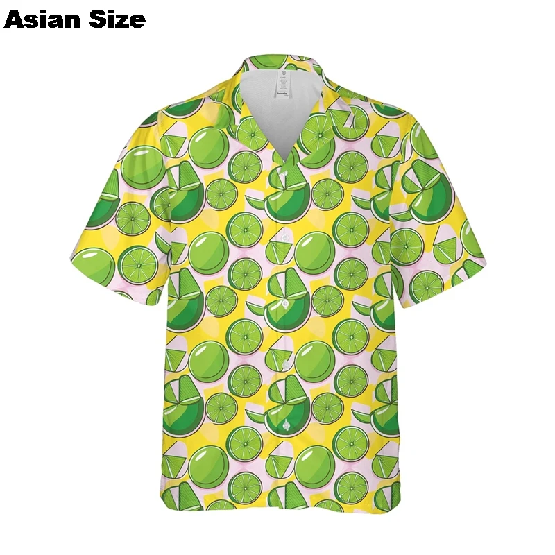 

Lemon Tropical Men's Resort Hawaiian 3D Printed Shirt Button Up Short Sleeve Tee Summer Beach Shirt Vacation Daily Wear Blouses