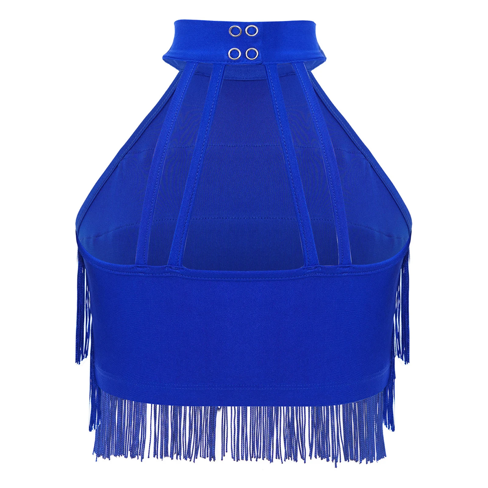 Kids Girls Rumba Salsa Latin Dance Fringe Crop Top Sleeveless Strappy Back Tiered Tassels Vest for Lyrical Jazz Belly Dance