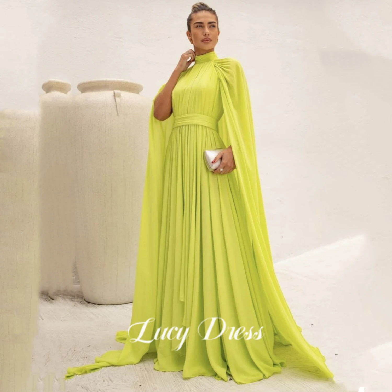 Lucy Evening Dresses Luxury 2023 Grass Green Sharon Happy Dress Shawl Wedding Cocktail Prom Gown Woman\'s Women Formal Party Gala