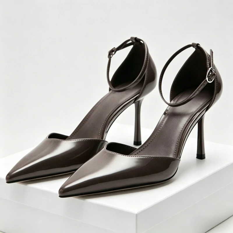 

New Sexy Stiletto Heels Sandals Women Ankle Strap Mature Office Dress Shoes Hollow Pointed Toe Elegant Women Heels and Pumps