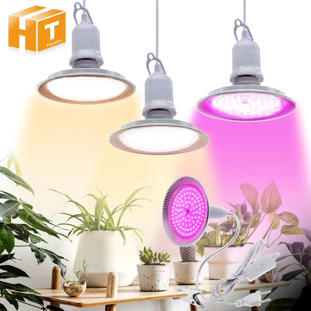 E27 LED Grow Light For Greenhouse AC100-265V 18W SMD2835 96Pcs 4000K Sunshine Purple Light For Vegetables Flowers