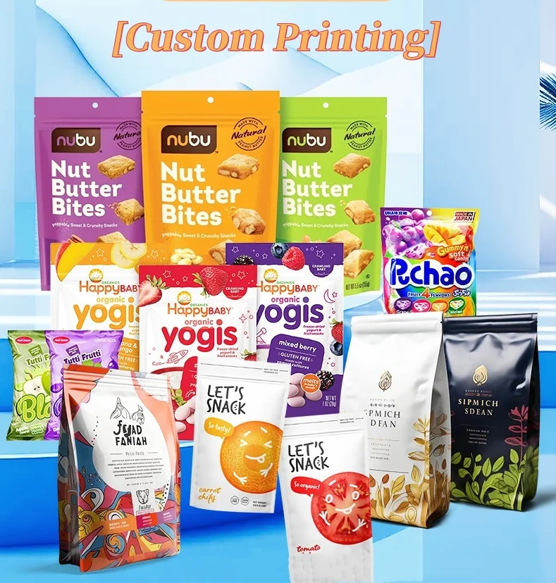 High Quality Aluminum Foil Lining Pouch for Storing Coffee Beans Powder Food Custom Logo Printed Heat Sealable Food Organizer