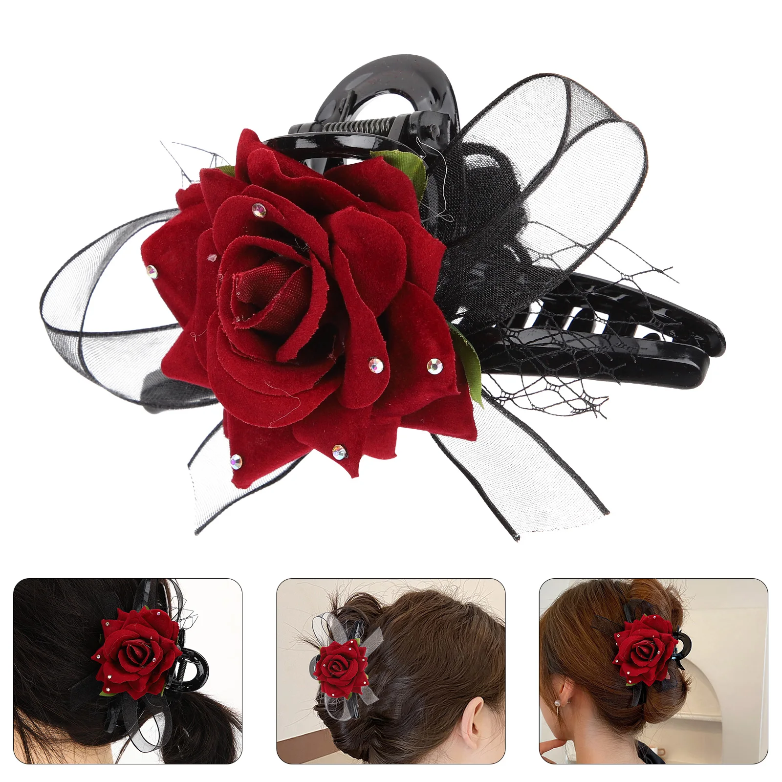 

Retro Bow Clip Lace Clamp Holder Flower Claw Clips Accessories for Women Flower Clips Hair Back Hair Clip Tool Claw