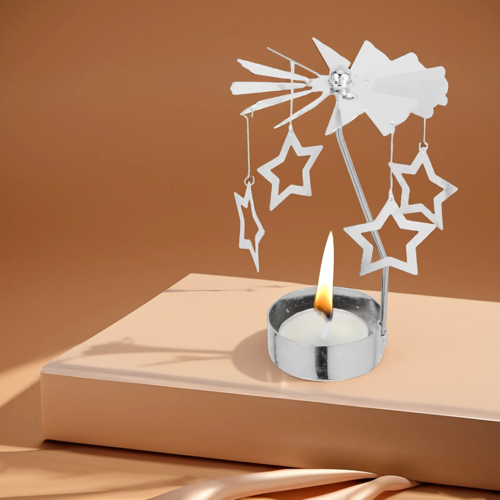 

Stainless Steel Iron Rotating Candlestick Five Pointed Star Design Exquisite Tabletop Centerpiece Home Wedding