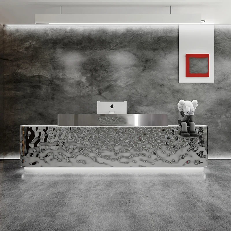 Organizers European Reception Desks Modern Company Restaurant Reception Desks Drawer Stainless Steel Bureau Trendy Furniture