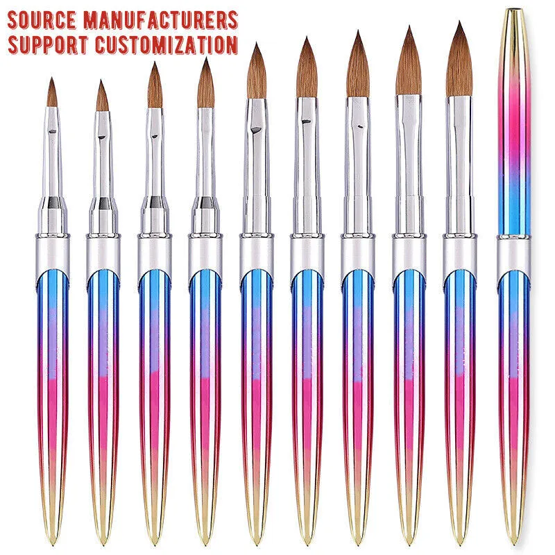 Acrylic Nail Brush With Cap Crystal Handle Liner Nail Art Gel Brush Nail Art Gel Brush Pen Nail Art Manicure Tools for UV Gel