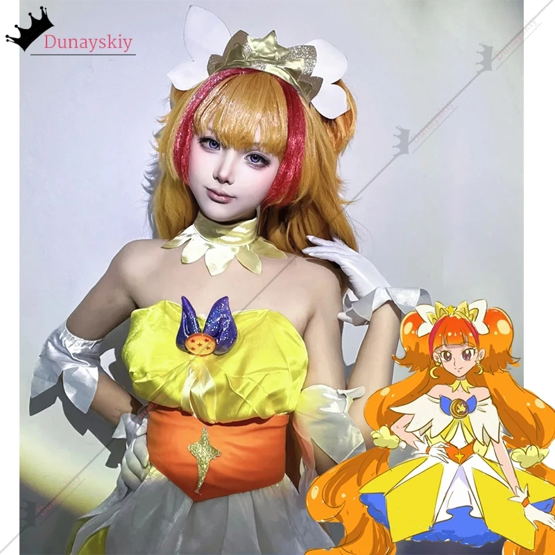 Disfraz de Halloween Kirara Amanogawa Mahou Shoujo, Vestido Amarillo, Estilo Y2K, Lindo y Dulce, Peluca Lolita, Atuendo para Carnaval y Fiestas