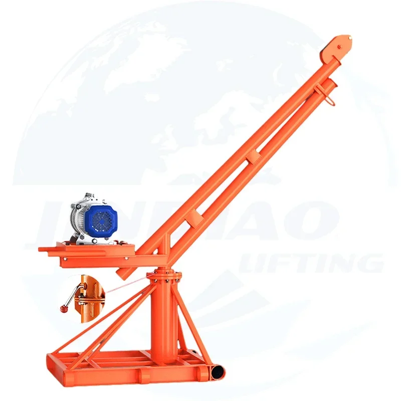 

500kg 1000kg Construction Roof Lifting Hoist Outdoor Mobile Jib Wire Rope Engine Mini Crane