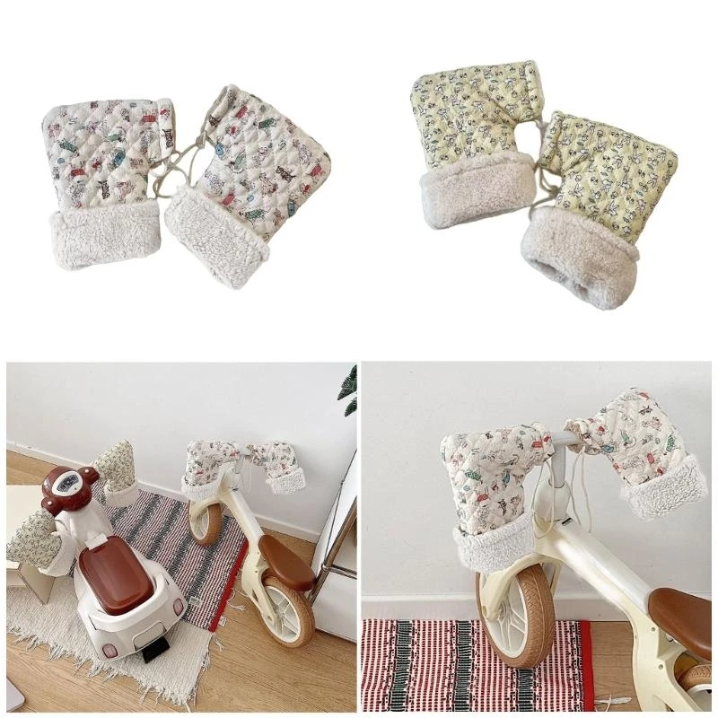 

J15U плюшевые муфты для детской коляски с мультяшным животным принтом, грелки для рук, детские перчатки для скутера, наручные