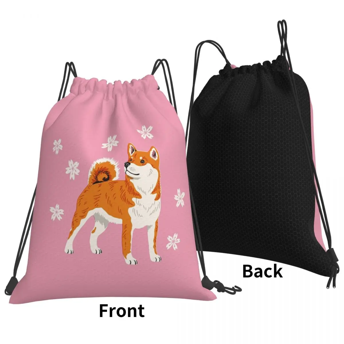 Shiba Inu Postage Stamp Backpacks Multi-function Drawstring Bags Shoes Bag Book Bags for Travel School