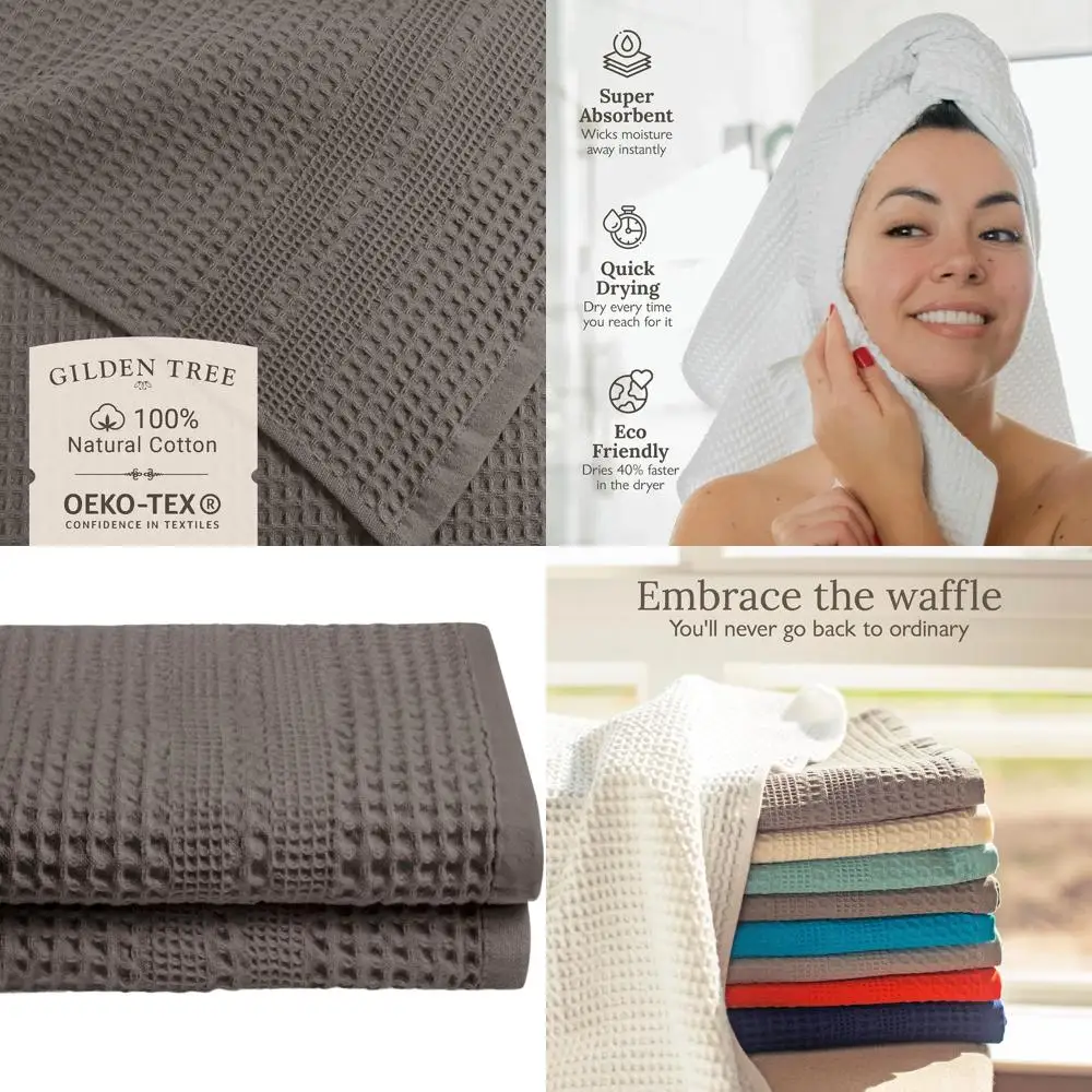 

Набор из 2 больших быстросохнущих банных полотенец из 100% хлопка, впитывающие, легкие, для путешествий, классический цвет камня