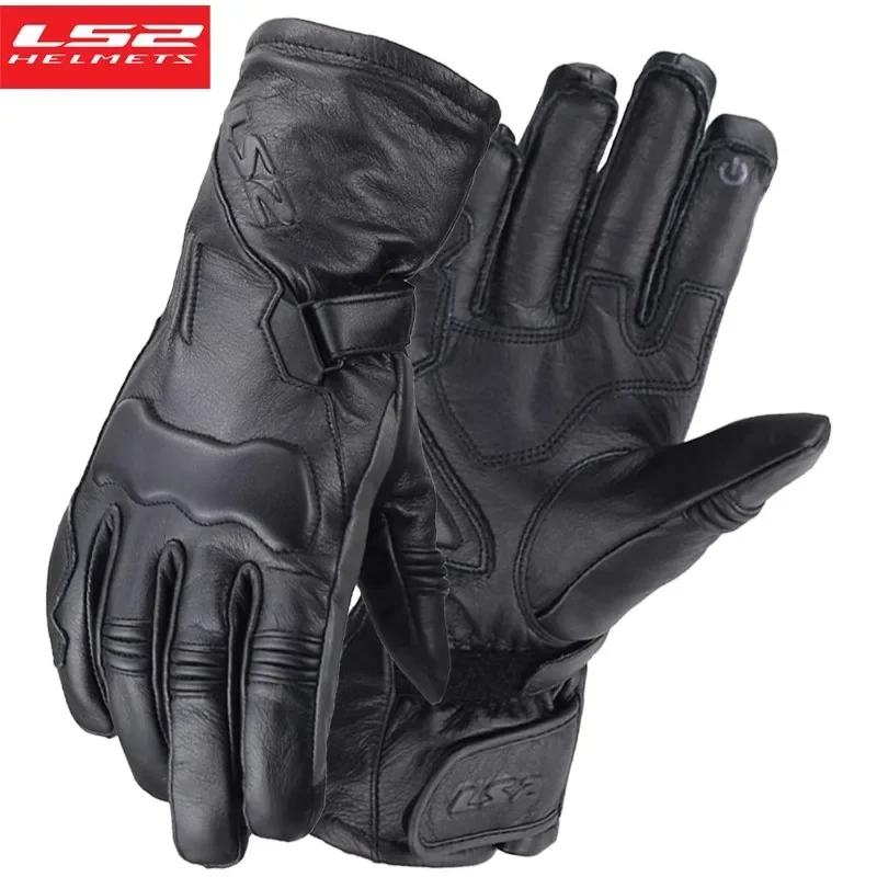 

LS2 Motorcycle Gloves Winter Thermal Touch Screen Waterproof and Winterproof Cowhide Gloves The Four Seasons Motocross Gloves