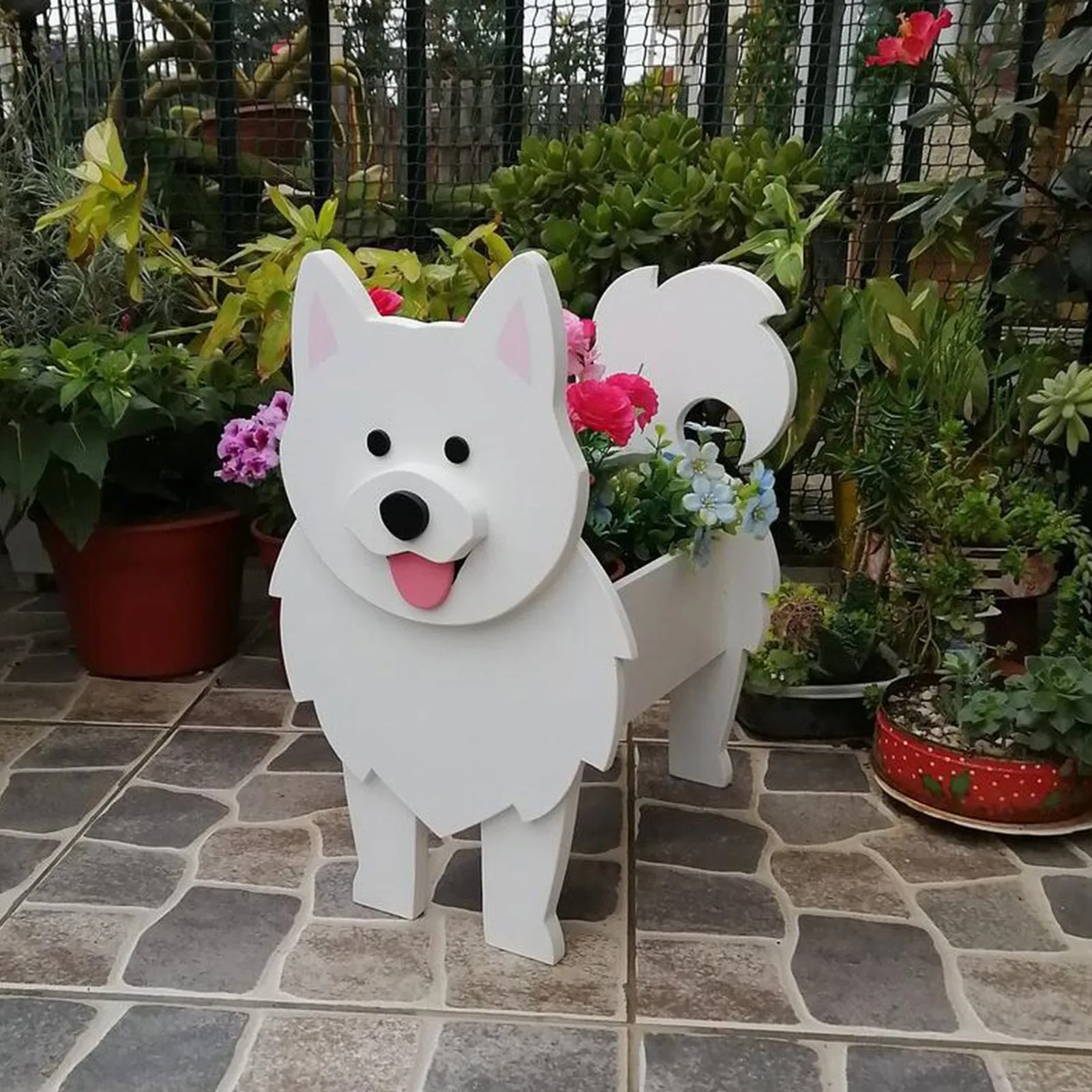 Garden Flower Pot Dog Planter Schnauzer Bulldog Poodle Corgi Yorkshire Garden Pots DIY PVC Flower Planter Garden Home Decor