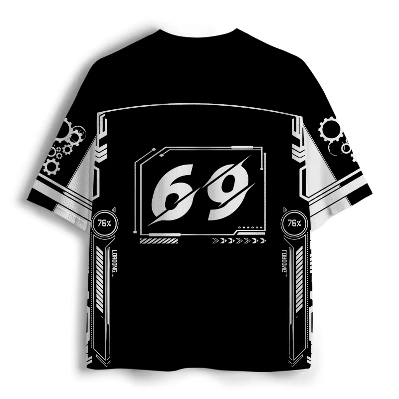 Color Block Mesh V Neck Sports Jersey Steampunk Gear Split Human Face Tech Frame Suitable for Men Women Children and Families