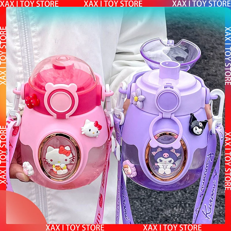 

Sanrio Hello Kitty Pachacco Water Bottle Drinking Cup Summer Kawaii 800ml High Capacity With Strap Portable For Students Gifts