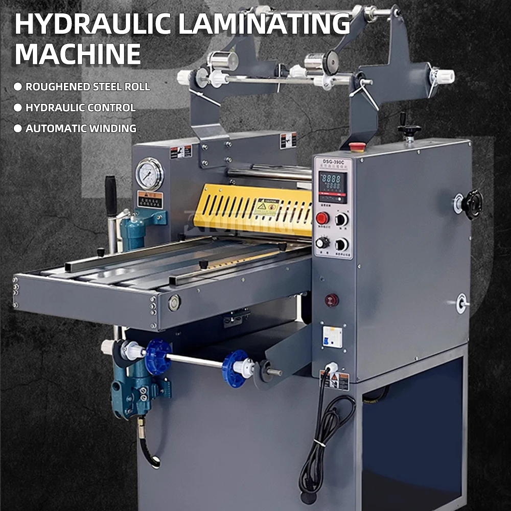 

Hydraulic Heavy Duty Laminating Machine 350mm width Automatic Hot Laminating and Cold Mounting Self-adhesive Gluing Machine