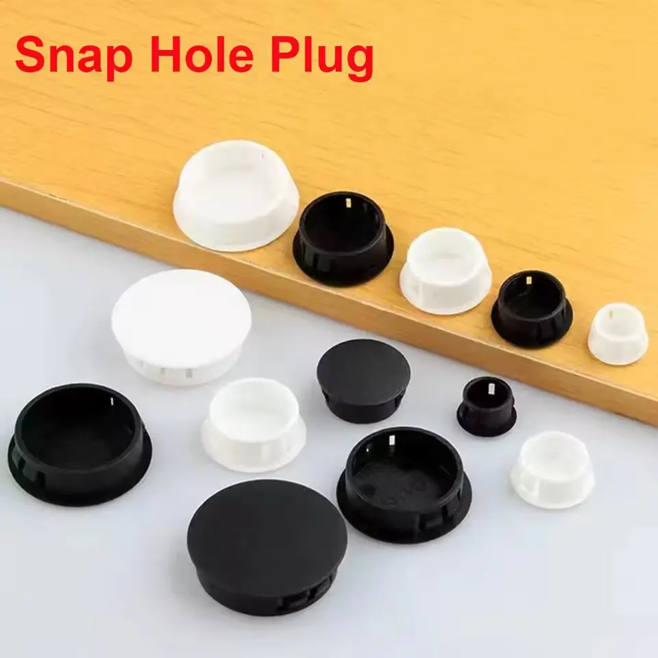 White Black Plastic Plugs Hole Plugs Plastic Flush Buckle Type Snap Flat Head Reserved Hole Plugging Plastic Cover 5mm 8mm