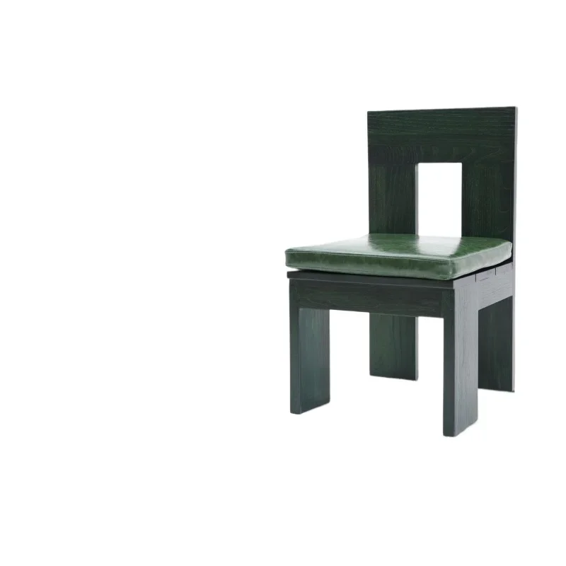 

French retro solid wood dining chair, family dining table and chairs, antique designer small square chair, back chair stool