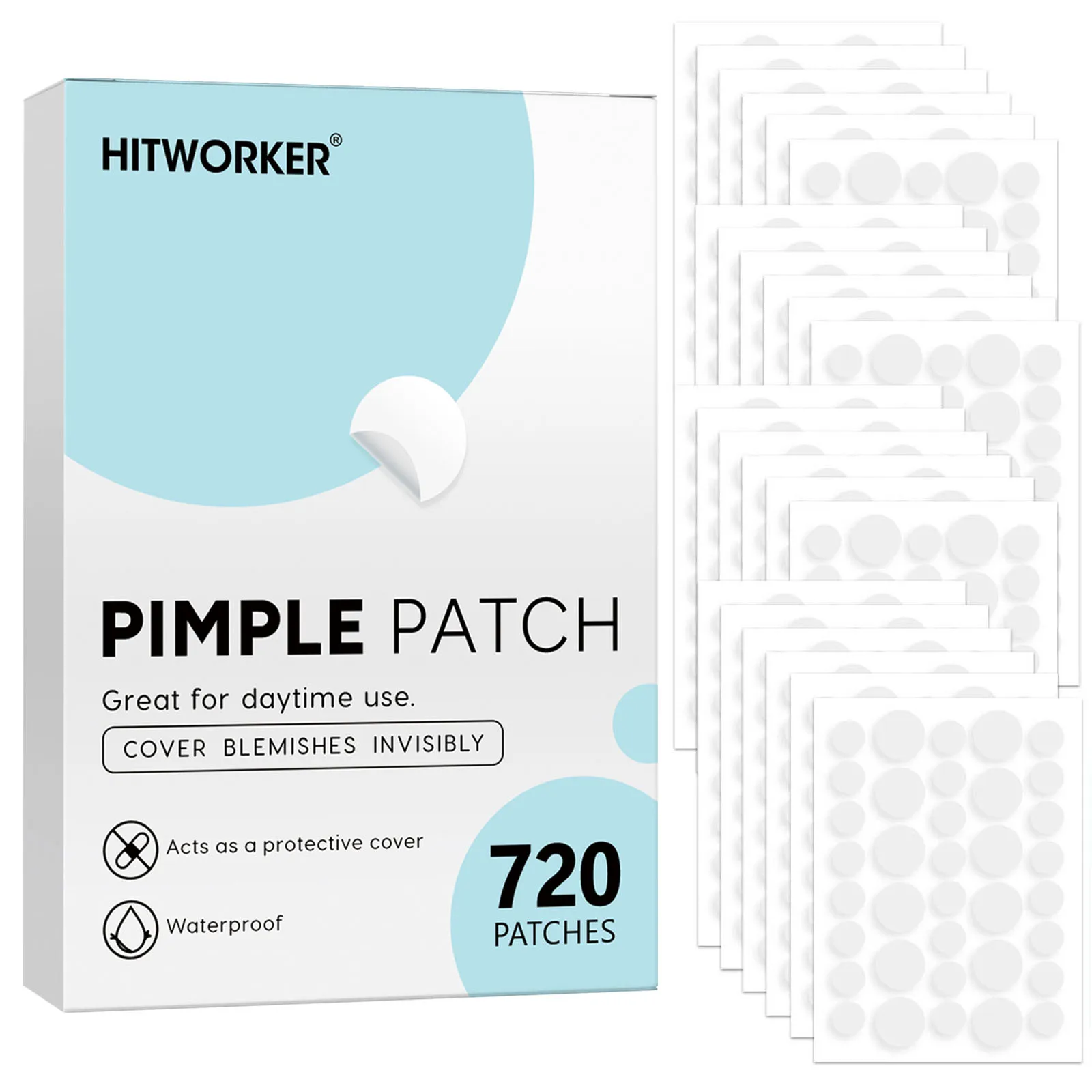 720PCS Hydrocolloid Pimple Patch Acne Spot Cover Invisible Blemish Stickers Oil Absorbing Face Care