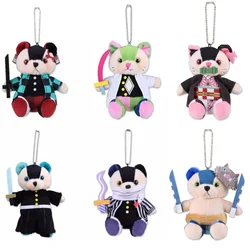 Anime Demon Bear Mitsuri Kanroji  Muichiro Tokito Plush Keychain Chains Kids Stuffed Toys Small Pendant For Children 15CM