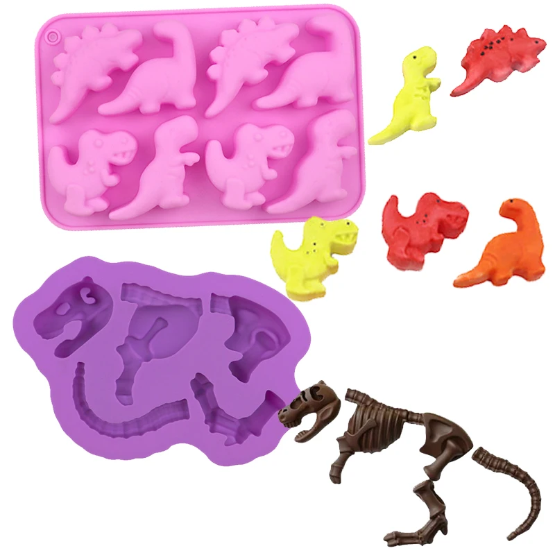 

Dinosaur Chocolate Silicone Mold Dino Bone Fossil Skeleton Mould Cartoon Animal Gummy Candy Soap Birthday Cake Decoration Tools