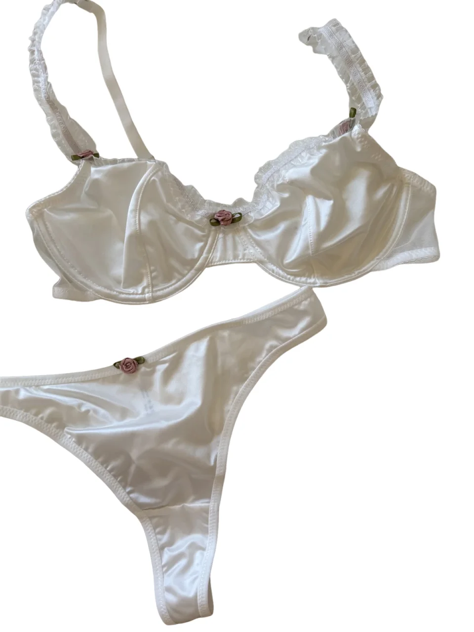KUCLUT vintage underwear satin floral lingerie set with uplifting push up women bra with underpants suit ladies large s