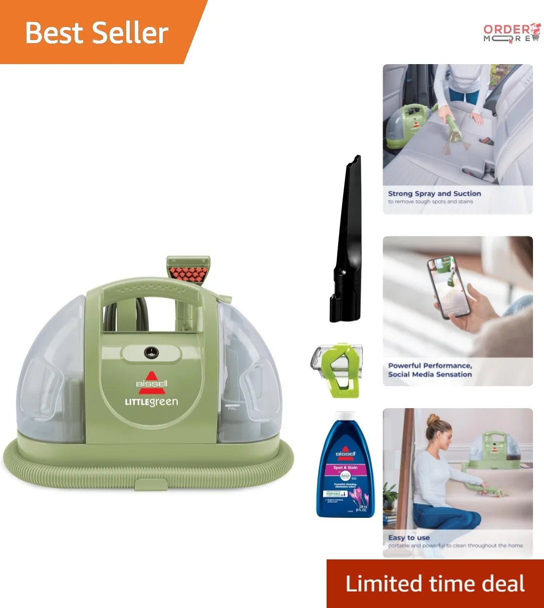 Corded Little Green Cleaning Machine - Effortlessly Removes Pet Stains & Odors