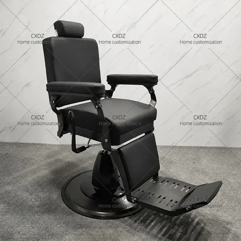 Men's Retro Barber Chair Hydraulic Lift Swivel Salon Furniture Heavy Duty Haircut Shaving Seat for Barbershop Styling Station