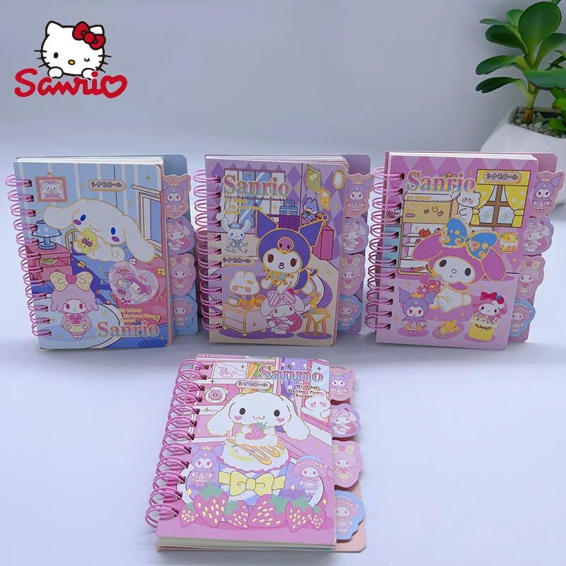 Sanrio 12/24pcs Note Book Kawaii Kuromi My Melody Cartoon Coil This Girl'S Heart Is High Value Student Stationery Gift Wholesal