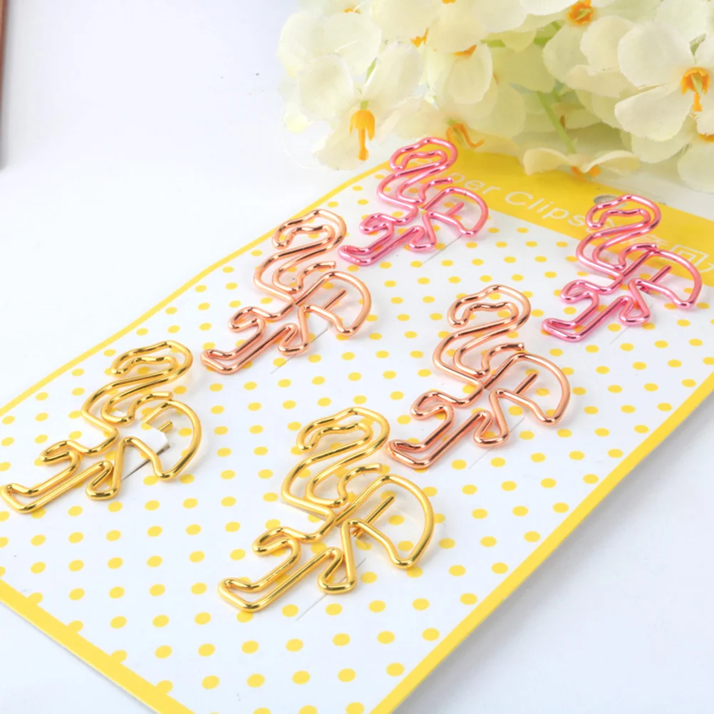 

12Pcs Flamingo Design Metal Paper Clips Strong Clipping Force for Home Office School Documents Rose Gold Paper Clips