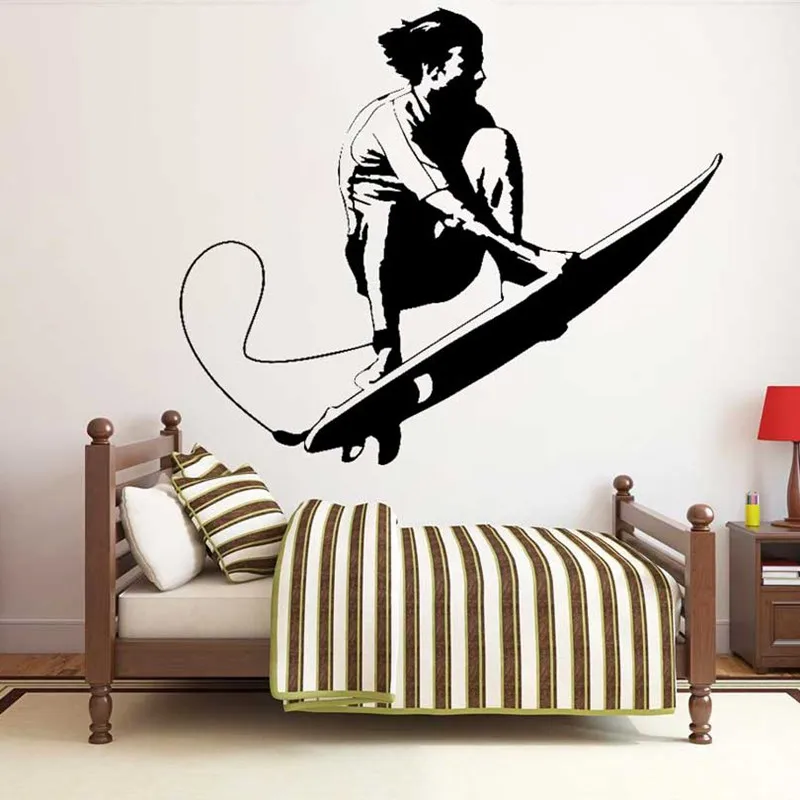 

Surfboard Wall Sticker Surfing Extreme Sports Ocean Holiday House Teen Room Windows Door Home Decor Vinyl Decal Gifts for Kids