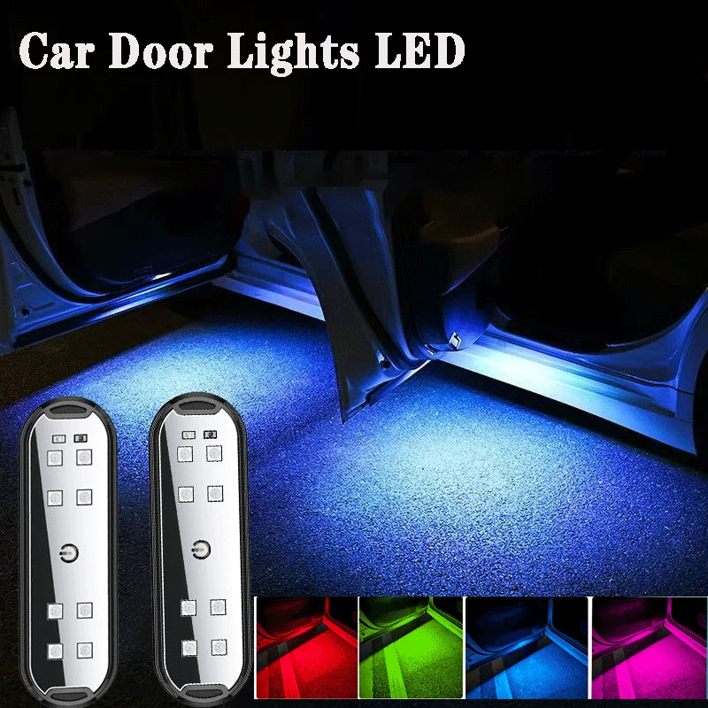 

1/2 PCs Car Door Lights LED Welcome Light Magnetic Control USB Charging Auto Open Door Safe Anti-collision Emergency Signal Lamp
