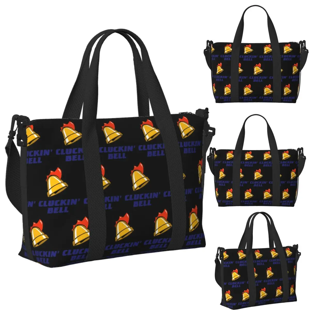 

Custom Cluckin Bell GTA San Andreas Beach Travel Bag Large Capacity Tote Bags for Gym Sport Women Shopping Duffle Shoulder Bag