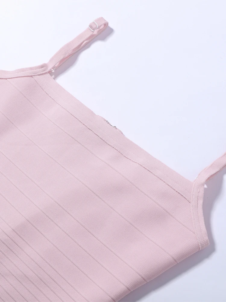 Spaghetti-Träger Bandage Bodycon Kleid Damen Sexy Quadratischer Ausschnitt Ärmellos Rückenfrei Etuikleid Cocktail Abendkleider Neue Damenroben – Detail 7