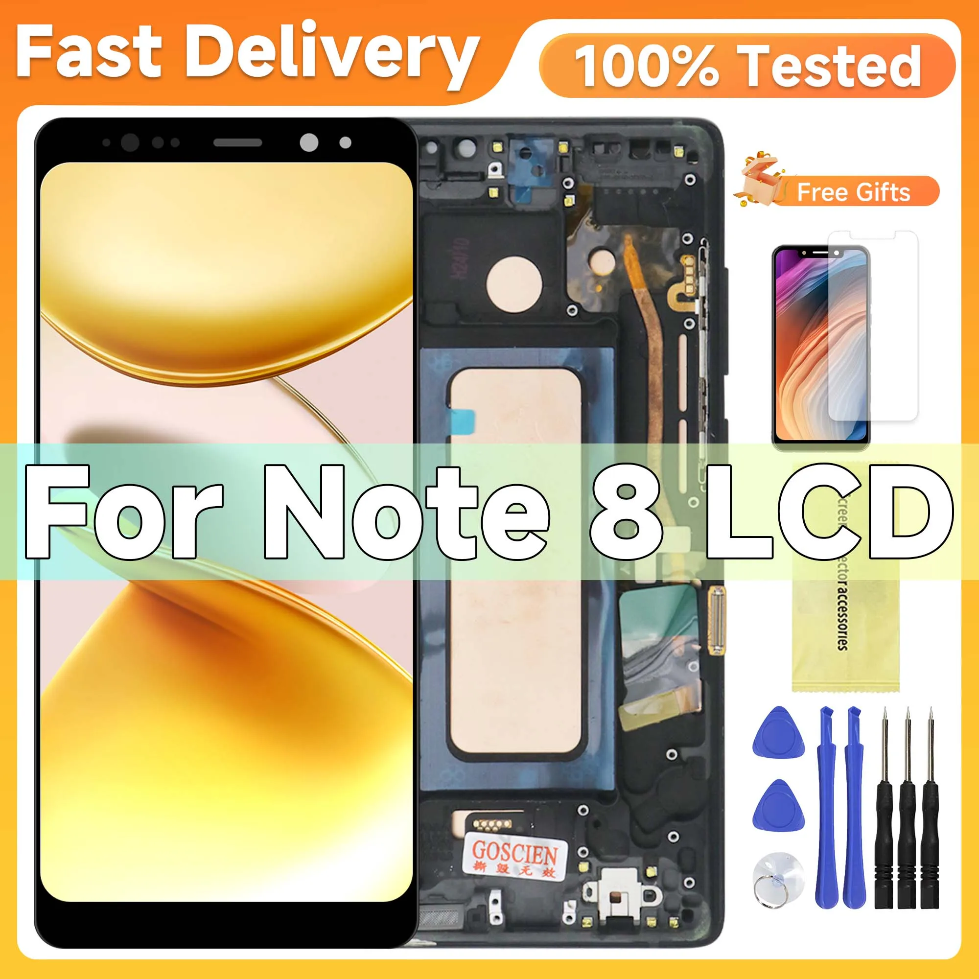 TFT Note 8 For Samsung Galaxy N950 N950F N9500 LCD Display Touch Screen Digitizer Assembly Replacement Parts with Frame